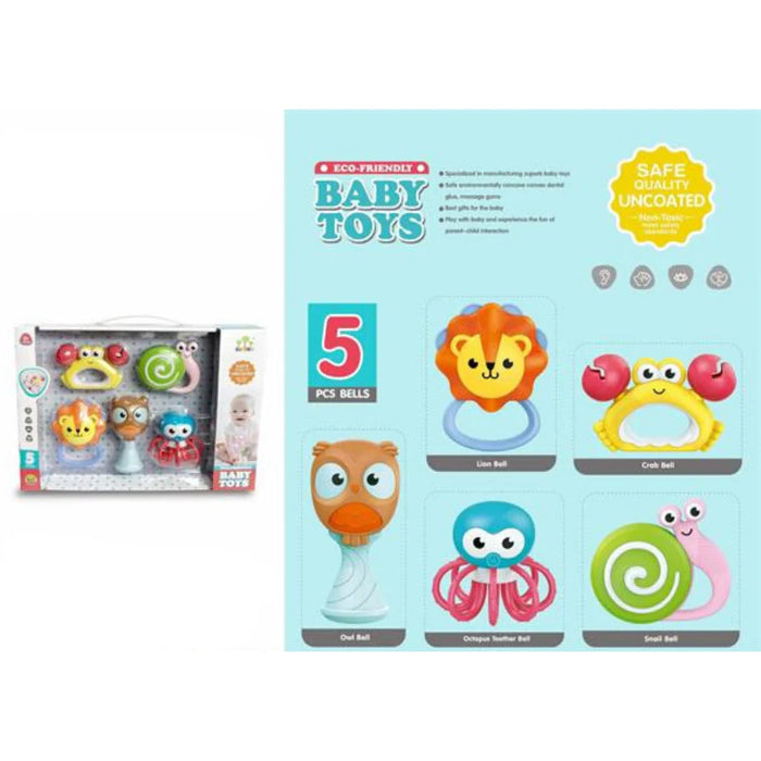 Pack of 5 Baby Bells Rattle Set