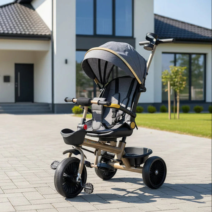 Deluxe Kids Tricycle with Canopy Push Handle