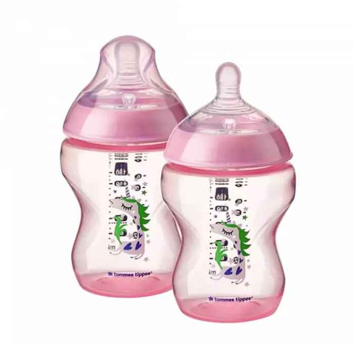 Tommee Tippee Tinted Feeding Bottle 260ml Pink Pack of 2 - 422581