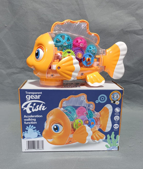 Transparent Gear Fish with Lights & Sound
