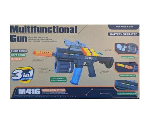 3 in 1 Soft Bullet Toy Gun with Bubble Maker