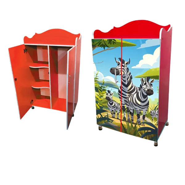 Zebra Theme Wooden Wardrobe