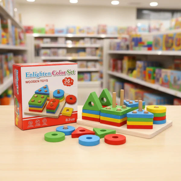 Geometric Shape Wooden Puzzle Set