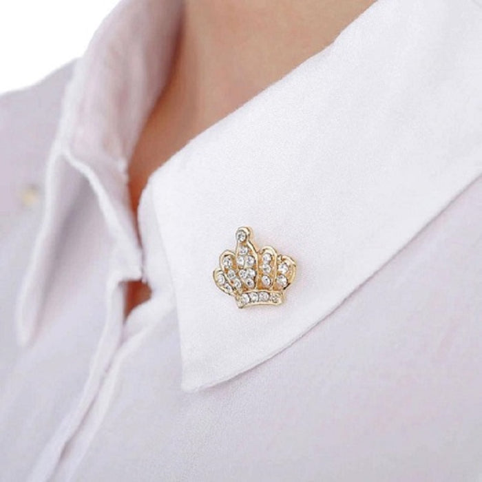 Crystal Crown Brooches Pins For Men Shirt