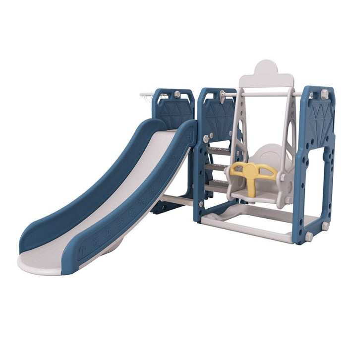 Kids Slide & Swing with Basket Ball Stand