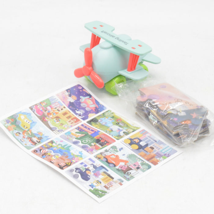 Cartoon Aircraft with Puzzle