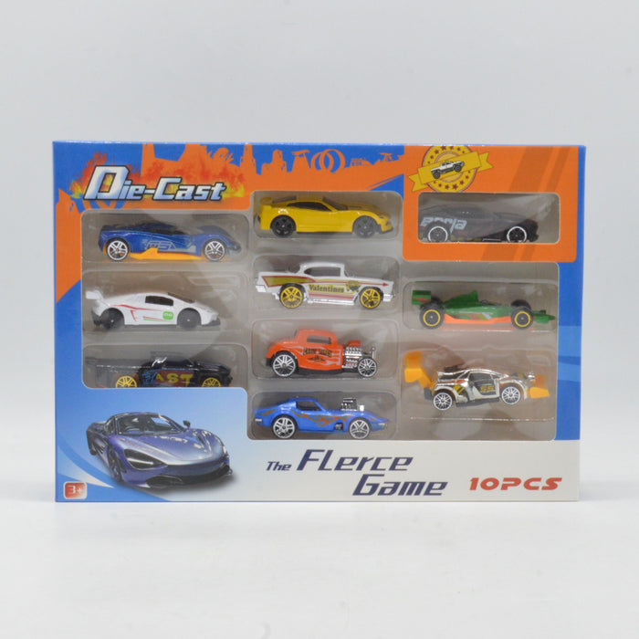 Pack of 10 Diecast Metal Body Car