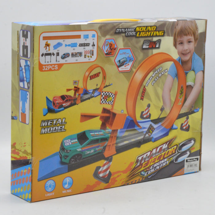 2 in 1 Car Track Set with Light & Sound