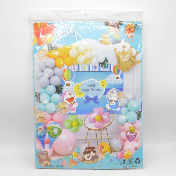 Happy Birthday Doraemon Theme Foil Balloons Set
