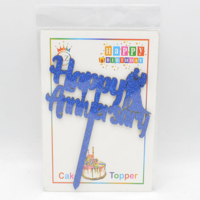 Happy Anniversary Glitter Cake Topper