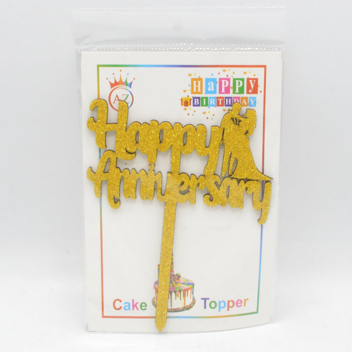 Happy Anniversary Glitter Cake Topper