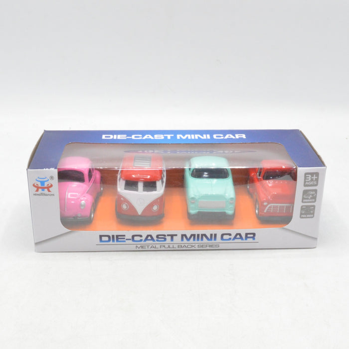 Diecast Pull Back Mini Car Pack of 4