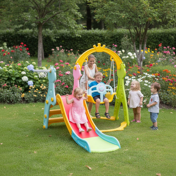3-in-1 Teddy Theme Swing & Slide
