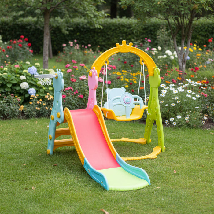 3-in-1 Teddy Theme Swing & Slide