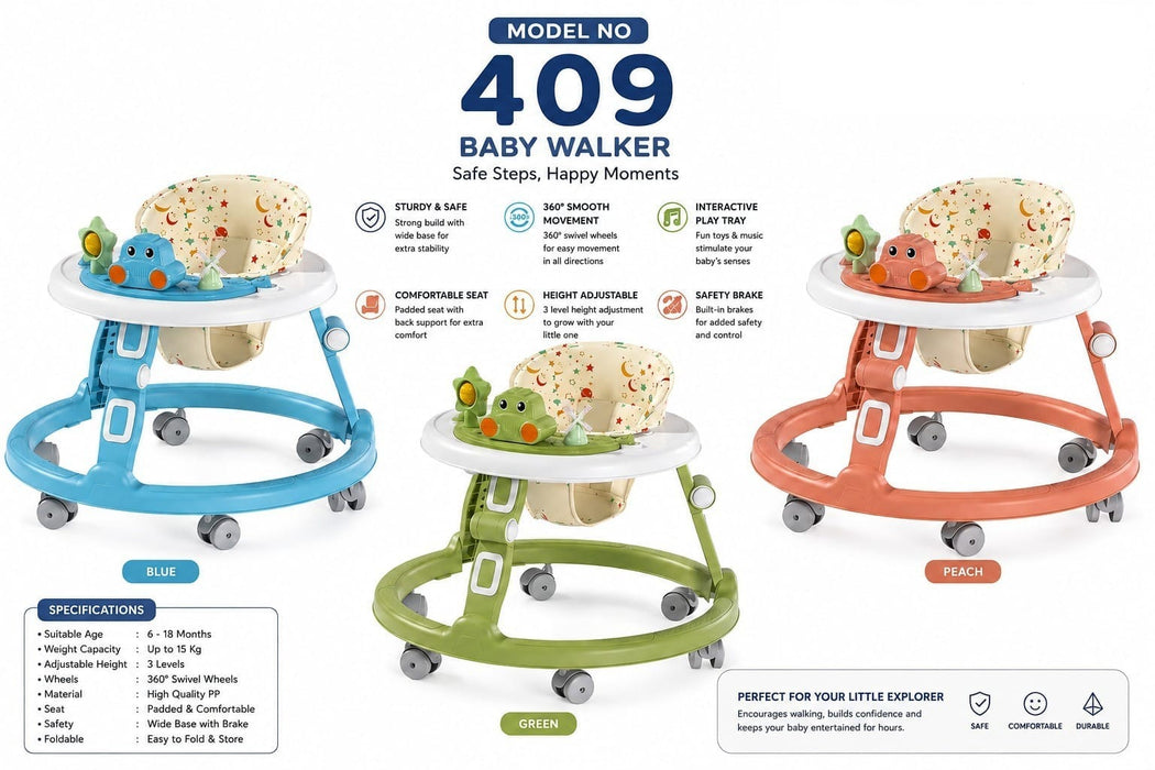 Cute Dino Musical Baby Walker