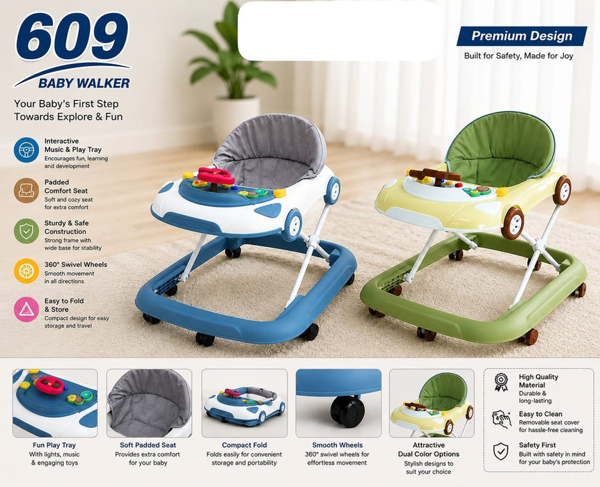 Compact Foldable  Musical Baby Walker