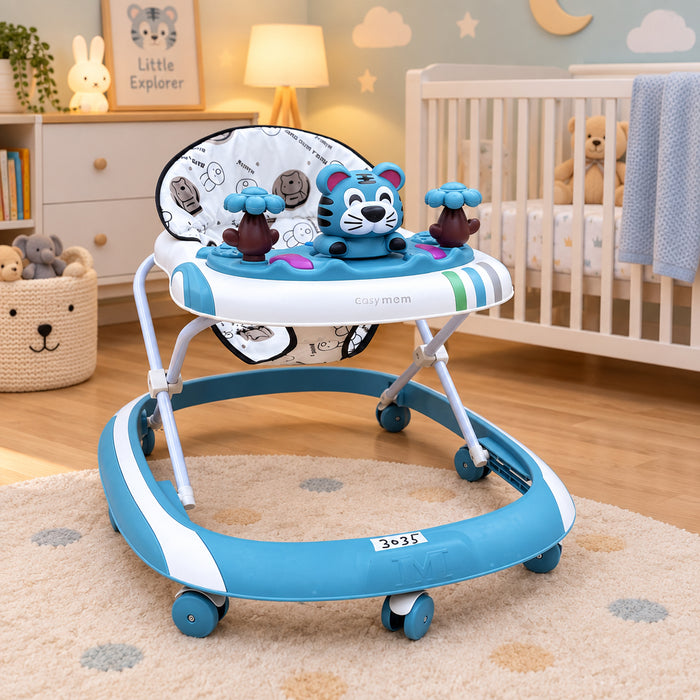 Easy Mom Blue Tiger Musical Baby Walker