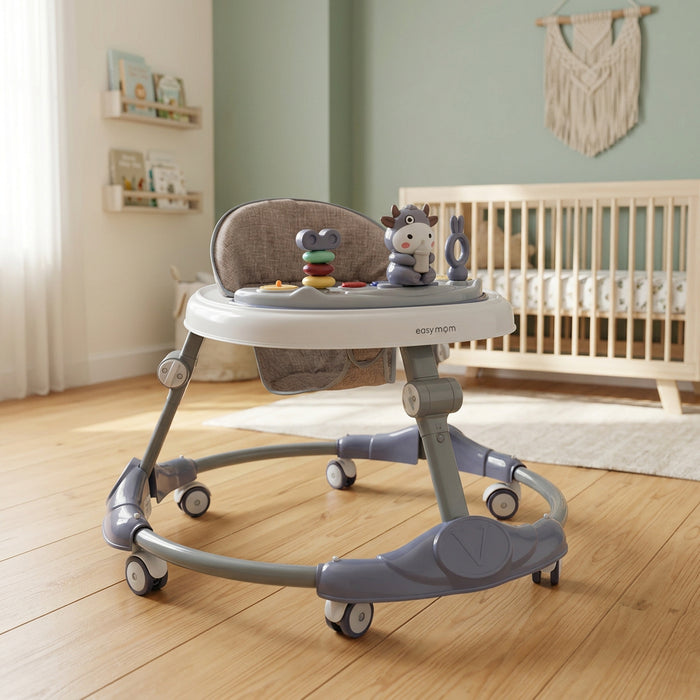 Cute Cow Theme Baby Musical Walker