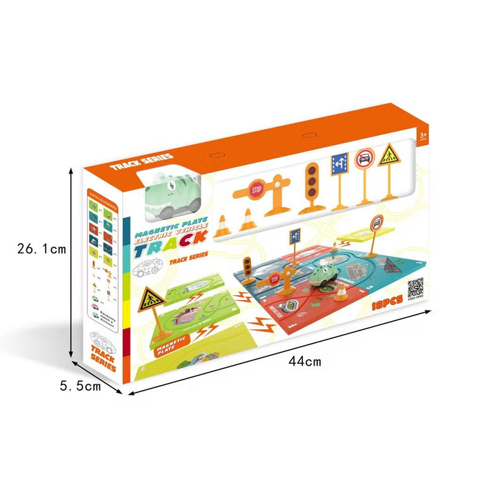 Magnetic Plate Electric Vehicle Track Set 18 Pieces