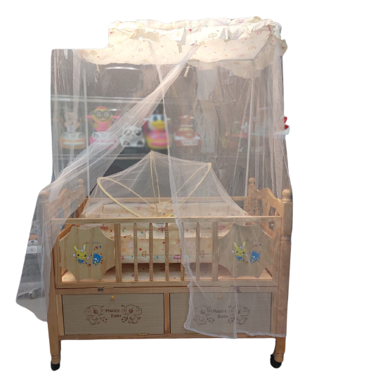 Baby Wooden Cot Bed With Mosquito Net