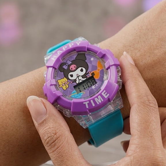 Kuromi Kids Digital Spinner Watch with LED Light & Music