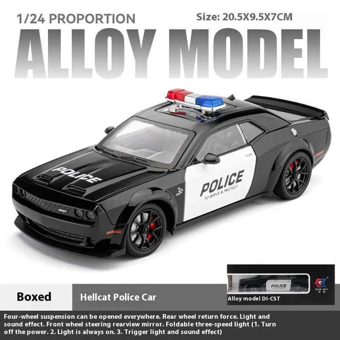 Diecast Dodge Challenger SRT Hellcat Police Car with Light & Sound