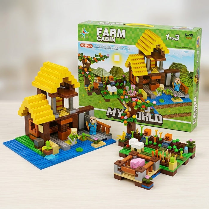 Farm Cabin Brick Blocks 636 Pieces