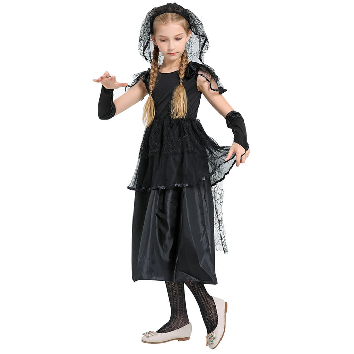Bride Black Halloween Costume for Girl