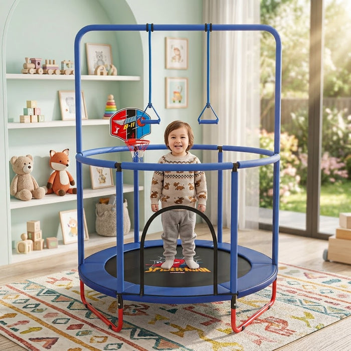 Spider-Man Theme Trampoline with Basketball Hoop