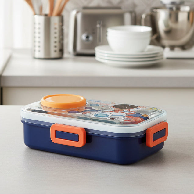 Space Theme Lunch Box with Saucer Box