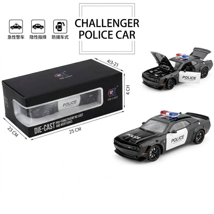 Diecast Dodge Challenger SRT Hellcat Police Car with Light & Sound