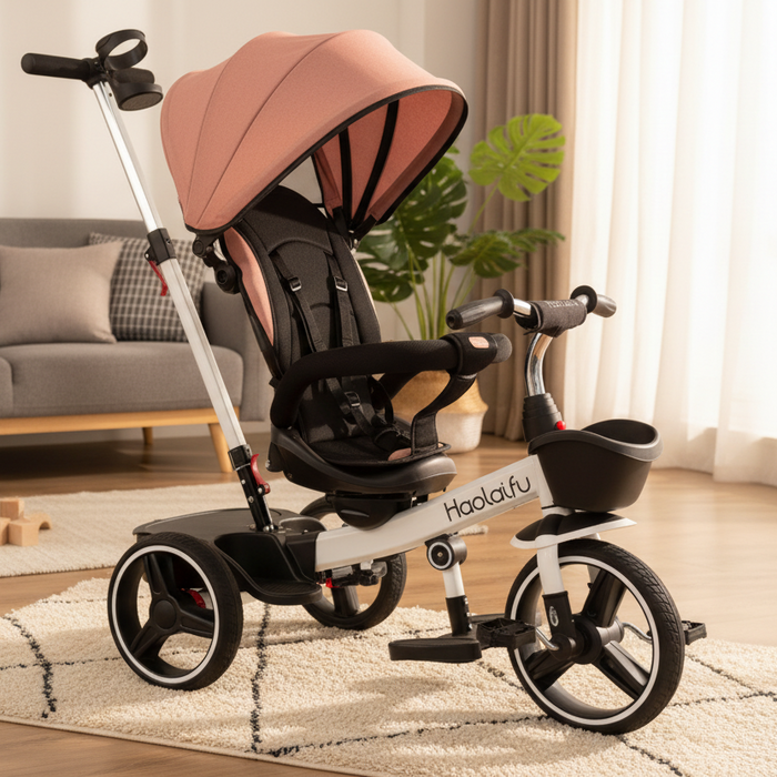 2 in 1 Push Stroller Tricycle with Canopy