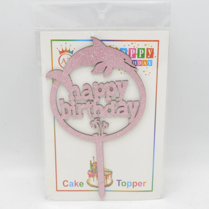 Dolphin Theme Happy Birthday Cake Topper
