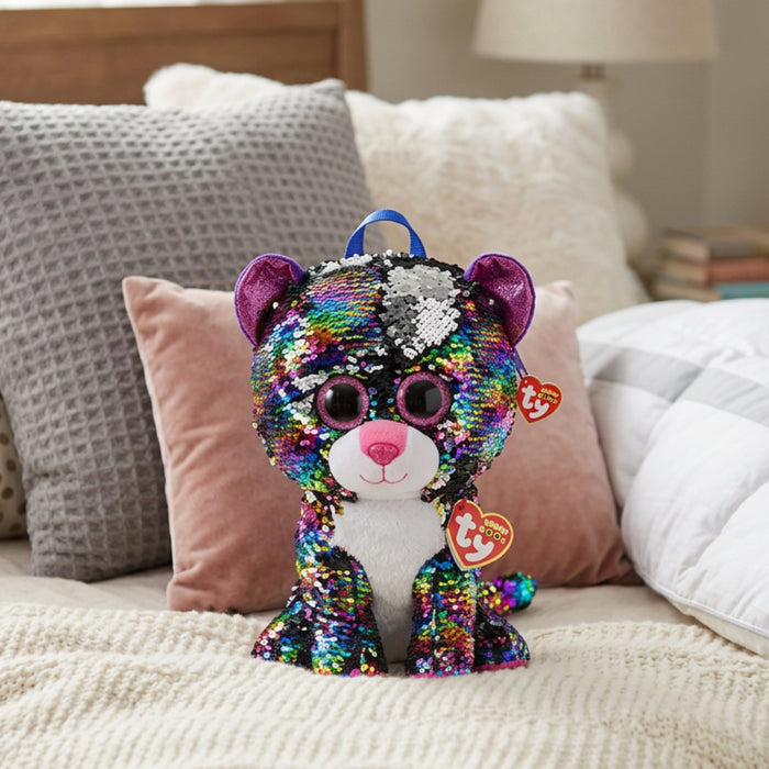 TY Sequin Leopard Dot Plush Backpack