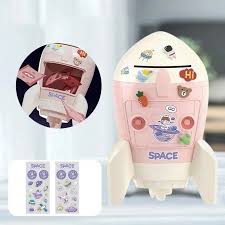 Space Theme Rocket Piggy Bank