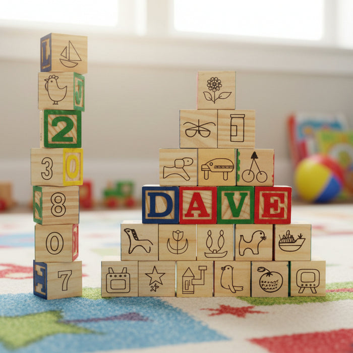 Wooden ABC & 123 Blocks Set of 50 Pieces