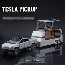 Diecast Tesla Pickup Truck with RV Trailer