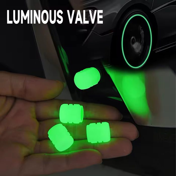 4 Pieces Car Luminous Tire Valve Cap Nozzle Night Glowing