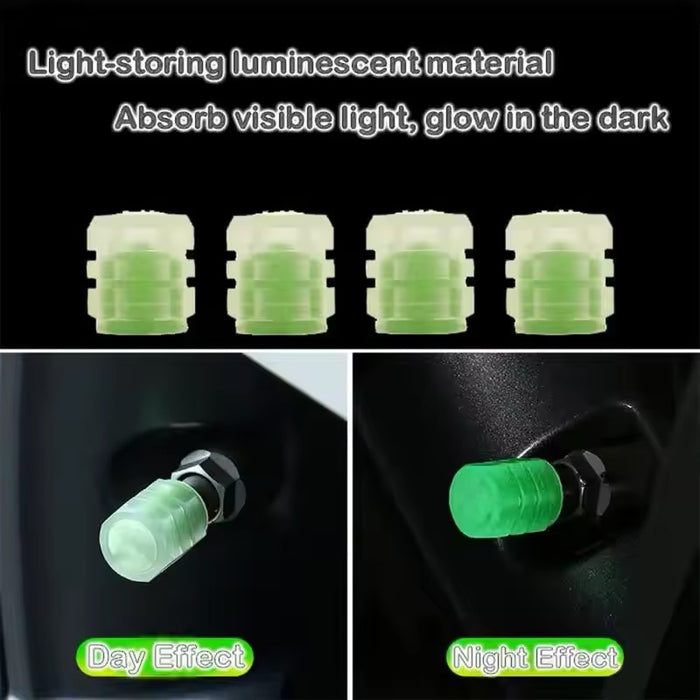 4 Pieces Car Luminous Tire Valve Cap Nozzle Night Glowing