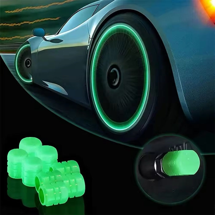 4 Pieces Car Luminous Tire Valve Cap Nozzle Night Glowing