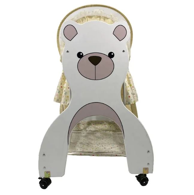 Cute Bear Theme Baby Wooden Cot