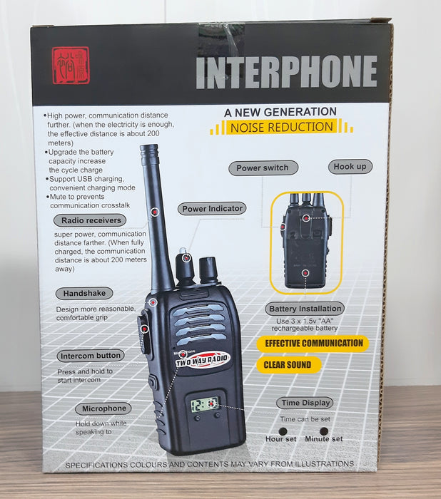 Walkie Talkie 2 ways Interphone with 200 Meters Effective Range