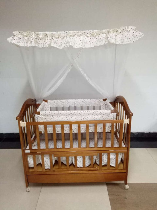 Brown & White Baby Wooden Cot