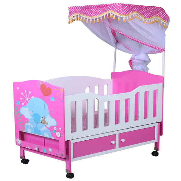 Cute Elephant Theme Baby Wooden Cot