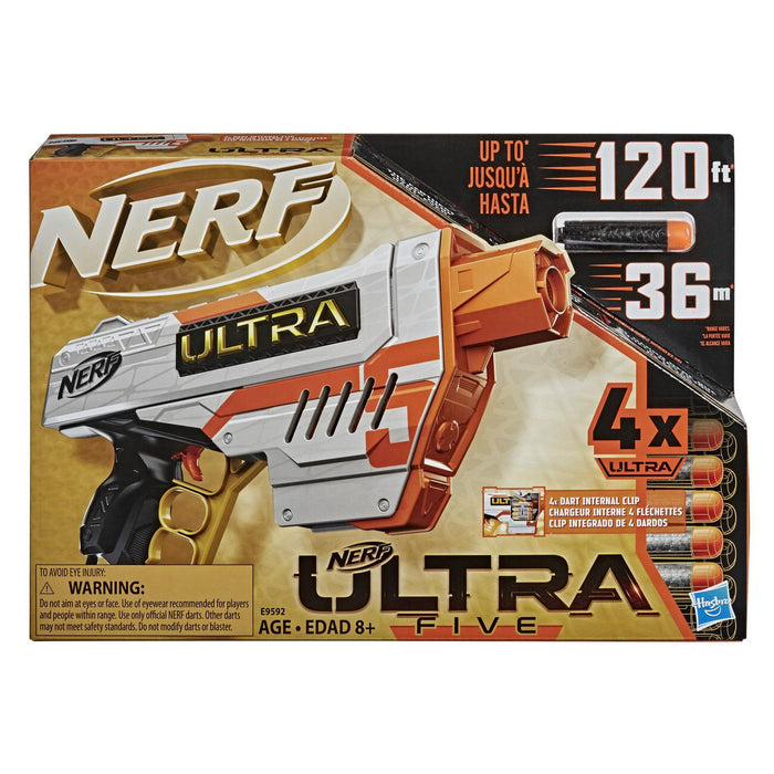 Nerf  Ultra Five Blaster - 4-Dart Internal Clip and 4 Ultra Darts E9592