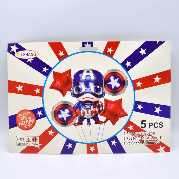 Captain America Theme Balloon Pack of 5