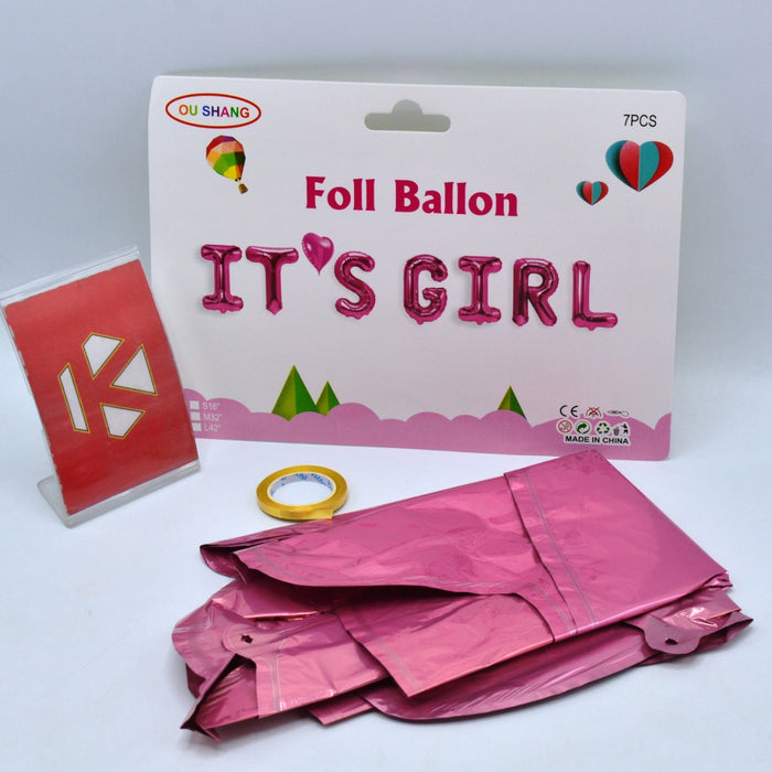 Foil Balloon Its Girl Pack of 7