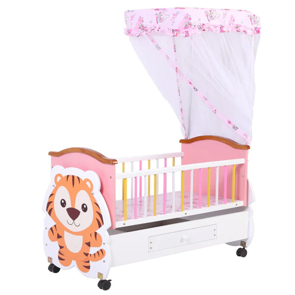 Cute Tiger Theme Baby Wooden Cot