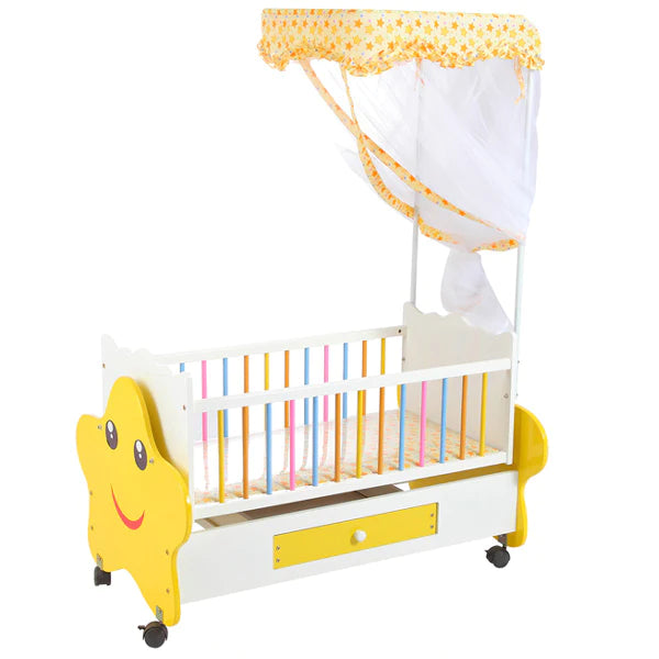 Cute Star Theme Baby Wooden Cot