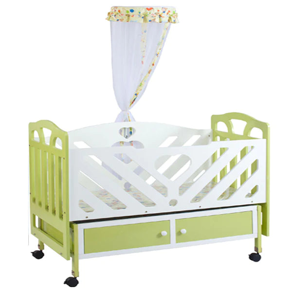 Baby Green Wooden Cot with Net
